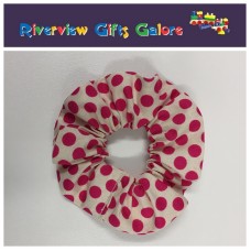Scrunchie - Pink Spot on Cream Scrunchie - Pink Spot on Cream